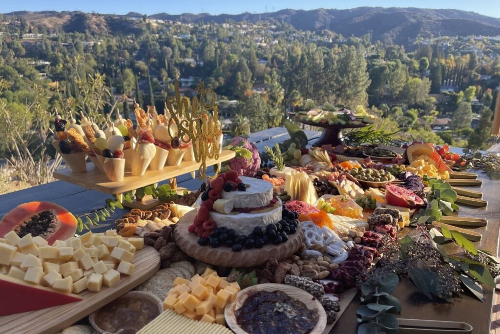 an outdoor engagement party food spread