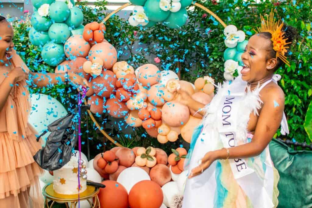 women partying at a baby shower